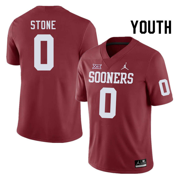 Youth #0 David Stone Oklahoma Sooners College Football Jerseys Stitched-Crimson